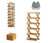 L'étagère en Bambou à 9 Niveaux Sans Assemblage, étagère à Chaussures d'angle Verticale Pliable, 2 à 10 Niveaux de Rangement Multifonction Peu Encombrant en Option Pour Plac Natural Wood Color 6-Tier