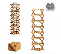 L'étagère en Bambou à 9 Niveaux Sans Assemblage, étagère à Chaussures d'angle Verticale Pliable, 2 à 10 Niveaux de Rangement Multifonction Peu Encombrant en Option Pour Plac Natural Wood Color 8-Tier