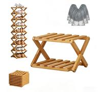 L'étagère en Bambou à 9 Niveaux Sans Assemblage, étagère à Chaussures d'angle Verticale Pliable, 2 à 10 Niveaux de Rangement Multifonction Peu Encombrant en Option Pour Plac Natural Wood Color 2-Tier