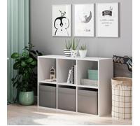 Kobi Étagère de sol ouverte Loni 2x3 – 8 espaces – Blanc / Gris G