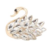 LetCart Broche pour femme en forme de cygne, bijou décoratif avec strass blancs dorés pour cadeau d'anniversaire de Noël, 60_x_180_cm, Alliage (le produit est composé de matériaux complexes)