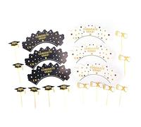 LetCart Cake Topper Graduation Theme Party Decorations Sturdy Durable Composite Wood Cupcake Toppers for High School University Graduation Celebrations 12 Pack Christmas Gifts