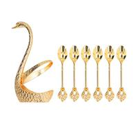 LetCart Coffee Dessert Spoon Set Swan Base Organizer Premium Zinc Alloy Durable Resistant Glossy Surface Stable Structure for Home Kitchen Dining Table Decor 6 Pieces