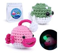 LetCart Kit Complet de Crochet avec Tutoriels Vidéo - Glow-in-The-Dark - Kit pour Débutants avec Lotte et Poisson Boule - Animaux - Pour Enfants