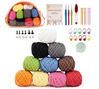 LetCart Kit de crochet complet pour débutants et adultes, 36 pièces avec 10 couleurs, crochets ergonomiques et organisateur de voyage pour projets de bricolage Amigurumi