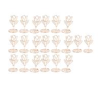 LetCart Lot de 20 porte-numéros de table en forme de tulipe en or rose - Pour mariages, fêtes, anniversaires, anniversaires - Mini porte-photo avec pinces mémo pour menu