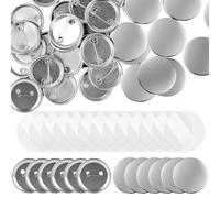 LetCart Lot de 200 Faire Ses Badges Personnalisés, Badge Rond Transparent, Set de Faire Ses Badges avec Epingle pour Vêtements Photo Badge Identification Medecin et Infirmiere (32 mm)
