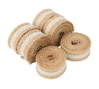LetCart Lot de 6 rouleaux de ruban en toile de jute avec dentelle - 2 m - Rouleau de 6 pièces - Décoration de mariage