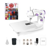 LetCart Mini machine à coudre électrique avec table coulissante, pédale de pied, 202 A, double vitesse, pour débutants, kit de couture automatique portable (violet)