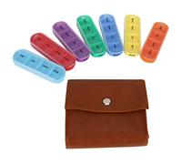 LetCart Portable Storage Box Weekly Colored Tablets Container Organizer With 4 Compartments For Home Travel Food Grade Plastic Material 10.5x3.5x1.5cm 7 Pack