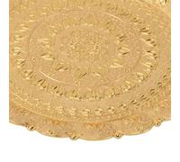 LetCart Turkish Tea Coffee Serving Tray Vintage Style Embossed Pattern Round Metal Coffee Plate for Bar Outdoor Dresser Dessert Jewelry Storage (Gold)
