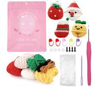 LetCartMaker Kit de crochet de Noël pour débutant, cloche/bonhomme de neige/sac cadeau/chaussette avec tutoriels vidéo étape par étape, fournitures de crochet tout compris dans les kits de crochet