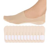 letcdfer Lot de 6 paires de chaussettes invisibles en nylon pour femme - Ultra fines - Antidérapantes - Invisible - Doublure ultra basse - Pour mocassins, baskets, talons hauts, beige, Taille unique