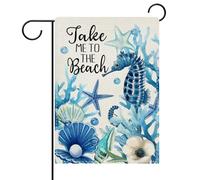 L'Été, Emmène-Moi À La Plage, Hippocampe Côtier, Étoile De Mer, Conque, Corail Bannière Couleurs Vives Garden Flag Résistant Aux Intempéries Drapeau Pour Célébrations Cour Maison 30X45Cm