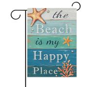 L'Été, La Plage Est Mon Havre De Paix. Ferme Blue Coastal Starfish. Drapeaux Solide Drapeau Résistant Aux Intempéries Bannière Pour Cour Fête Extérieur 30X45Cm