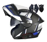 Letetexi Casque Modulable Moto Bluetooth Intégré ECE Homologué avec Double Visière Anti-buée Casques Intégraux Racing Motocross Ventilation Noir Mat pour Homme Femme 57~64cm