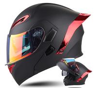 Letetexi Casque Moto Modulable Double Visière Scooter Chopper ECE Homologué Casque Moto Homme et Femme Casques Intégraux Flip-Up Anti-Collision Casque Integral Modulable pour Locomotive