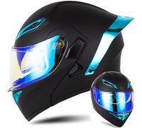 Letetexi Casque Moto Modulable Double Visière Scooter Chopper ECE Homologué Casque Moto Homme et Femme Casques Intégraux Flip-Up Anti-Collision Casque Integral Modulable pour Locomotive