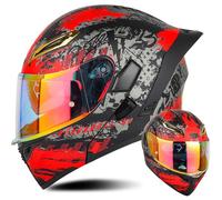 Letetexi Casque Moto Modulable Double Visière Scooter Chopper ECE Homologué Casque Moto Homme et Femme Casques Intégraux Flip-Up Anti-Collision Casque Integral Modulable pour Locomotive