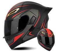 Letetexi Casque Moto Modulable Double Visière Scooter Chopper ECE Homologué Casque Moto Homme et Femme Casques Intégraux Flip-Up Anti-Collision Casque Integral Modulable pour Locomotive