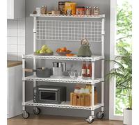 Leteuke Étagère de boulanger de cuisine, certifiée NSF à 4 niveaux, avec roulettes, 20 crochets en S, étagère de rangement réglable et robuste en métal de qualité commerciale, 106,7 x 45,7 x 160 cm