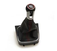 Letgoing Pommeau de levier de vitesse manuel de voiture avec soufflet 5/6 vitesses, coutures en plastique durable et similicuir pour Je-tta 5/6 Golf 5 Golf 6 MK5/MK6 2005-2014 5K0711113 (Style A)