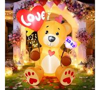LETIME Ours gonflable d'extérieur de 1,5 m avec 2 ballons en forme de cœur éclairés par LED pour fête, anniversaire, mariage, demande en mariage, jardin, pelouse