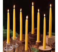 LETINE Lot de 6 bougies en cire d'abeille, bougies droites en 100 % cire d'abeille - Sans fumée - Parfum naturel - 25 x 2 cm - Durée de combustion : 9 heures - Idéal pour les mariages, les fêtes et la