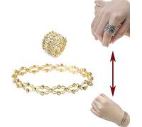 L'étirement 2-en-1 Peut être Pliable 2 en 1 Magie de Bague de Bracelet Transformable réglable for Les Femmes et Les Hommes (Color : Gold)