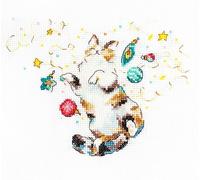 Letistitch kit de broderie au point de croix "Bonheur de chat", motif à compter, 15x11cm