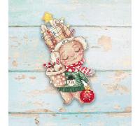 Letistitch Kit de broderie au point de croix Motif lapin de Noël