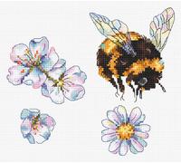 Letistitch kit de broderie au point de croix "Pelzige Hummel", motif à compter, 16x14cm