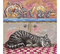 Letistitch kit de broderie au point de croix "Quand le chat dort", motif à compter, 27x27cm
