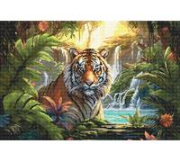 Letistitch kit de broderie au point de croix "Repos au bord de la cascade", 40x27cm, motif à compter