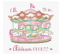 Letistitch Kit de point de croix carrousel bébé fille compté