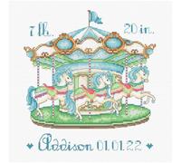 Letistitch Kit de point de croix carrousel bébé garçon