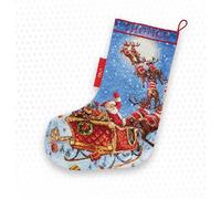 Letistitch Kit de point de croix "Chaussette de Noël. Les rennes en route ", Motif à compter, 38x25,5cm