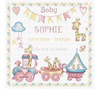 LetiStitch Kit de point de croix compté - LETI 935 - Enregistrement de naissance de bébé fille