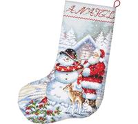 Letistitch Kit de point de croix de Noël Bonhomme de neige et Père Noël Motif compté 24,5 x 37 cm