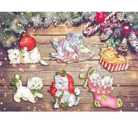 Letistitch L430 Chatons de Noël 6 pcs Ornements - Graphique+Trésors