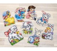 Letistitch point de croix "Osterornament Kit Set von 8", motif à compter, ca. 11x8cm