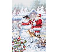 Letistitch Set de point de croix "Bonhomme de neige et Père Noël", modèle de comptage, 33x22cm