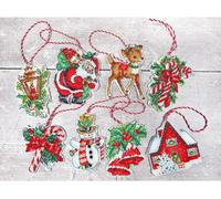 Letistitch Set de point de croix "Christmas toy kit no. 1, set de 8" ; modèle de comptage, 8x10cm