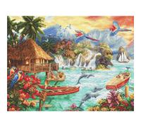Letistitch Set de point de croix "La vie sur l'île" ; modèle de comptage, 44x33c