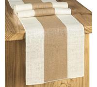 Letjolt Chemin de Table en Toile de Jute de 182,9 cm de Long, Chemin de Table en Toile de Jute tissé, Bord de Couleur Claire