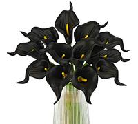 Letjolt Lot de 12 Fleurs de lys Calla artificielles Noires pour Bouquet de Mariage - Décoration d'intérieur - Noir