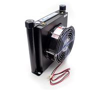 LeTkingok Refroidisseur D'air Hydraulique D'alliage D'aluminium D'AJ1025T-CA, Petit Radiateur de Chaleur de Refroidissement D'huile de Radiateur D'écoulement de 25L/MIN (AJ1025T-CA,DC 24V)