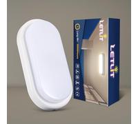 Letlit Applique Murale Intérieure, 12W 1200LM Plafonnier LED Ovale, IP54 Plafonnier Salle de Bain, 4000K Luminaires Intérieur, Lampe Exterieur Eclairage LED pour Garage Couloir Cave Balcon