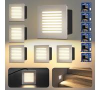 Letlit Éclairage D'escalier 3W 300lm - 6 Pack, Éclairage LED des Marches D'escalier 230V 3000K, 85x85mm, IP65 Encastrement Mural Éclairage Pour Escalier Mur, Boîtes D'encastrement 68mm