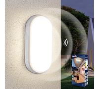 Letlit Lampe Detecteur de Mouvement Interieur, 18W 1800LM Plafonnier LED, 4000K Applique Murale Intérieure, IP54 Plafonnier Salle de Bain, Lampe Exterieur pour Garage Couloir Cave Balcon, Ovale